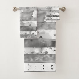 Waterverf Zwart-wit Gestreept Bad Handdoek