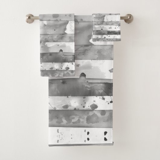 Waterverf Zwart-wit Gestreept Bad Handdoek (Insitu)