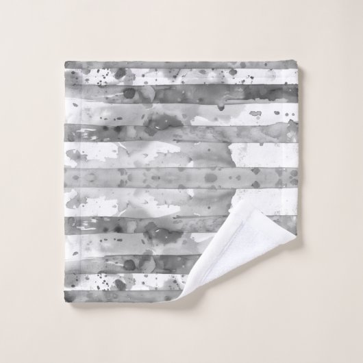 Waterverf Zwart-wit Gestreept Bad Handdoek (Wasdoekje)