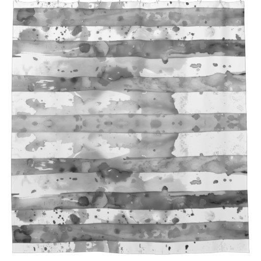 Waterverf Zwart-wit Gestreept Douchegordijn (Voorkant)