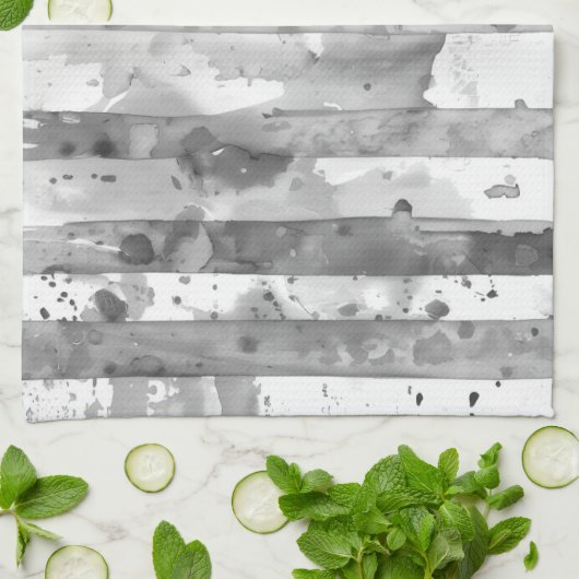 Waterverf Zwart-wit Gestreept Theedoek (Gevouwen)