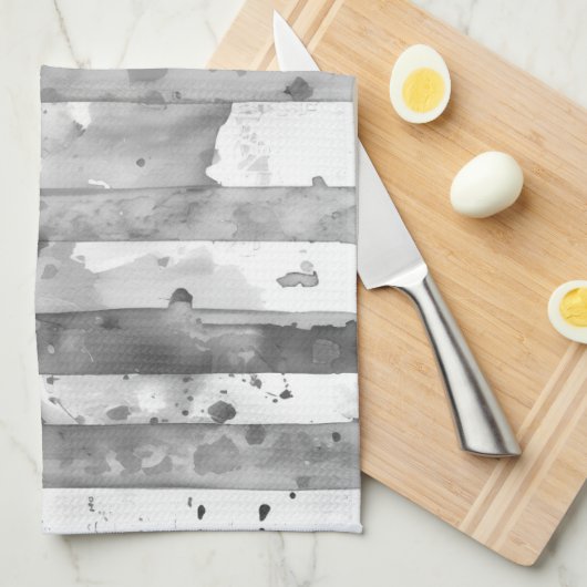 Waterverf Zwart-wit Gestreept Theedoek (Quarter Fold)