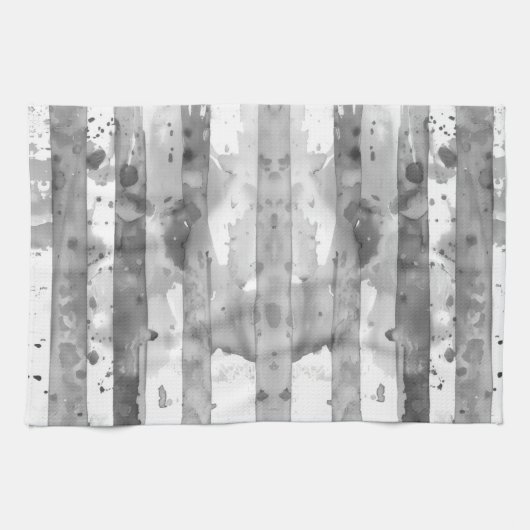 Waterverf Zwart-wit Gestreept Theedoek (Horizontaal)