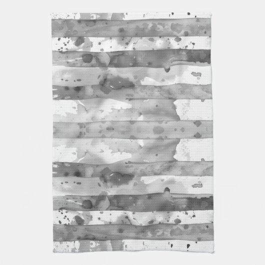 Waterverf Zwart-wit Gestreept Theedoek (Verticaal)