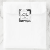 Waterverf Zwart Wit Gestreepte Vrolijk Kerst Naam  Vierkante Sticker (Tas)