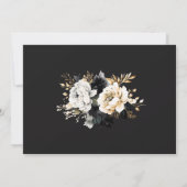 Waterverf Zwart Wit Goud Bloemen Save The Date Kaart (Achterkant)