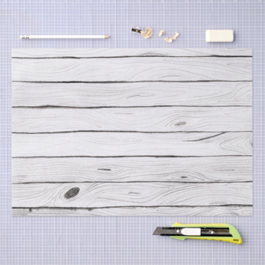 Waterverf, zwart-wit, houtextuur  tissuepapier (Craft)