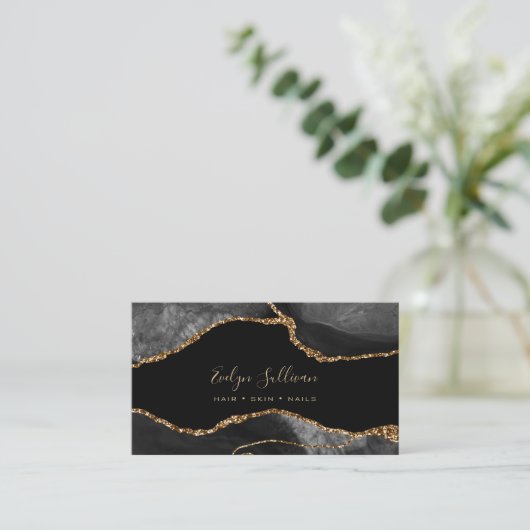 waterverf zwart-wit ontwerp visitekaartje (Staand voorkant)