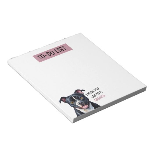 Waterverf zwart-wit pitbull to do lijst notitieblok (Schuin)