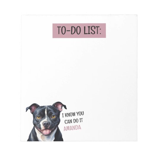 Waterverf zwart-wit pitbull to do lijst notitieblok (Voorkant)