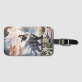 Waterverf Zwart-wit pluizige kat in Natuur Bagagelabel (Voorkant (horizontaal))