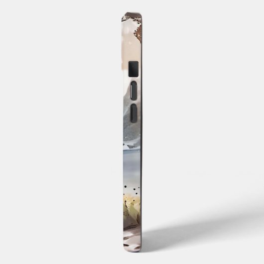 Waterverf Zwart-wit pluizige kat in Natuur Case-Mate iPhone Case (Achterkant / Links)