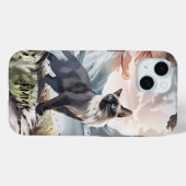 Waterverf Zwart-wit pluizige kat in Natuur Case-Mate iPhone Case (Achterkant (horizontaal))
