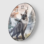 Waterverf Zwart-wit pluizige kat in Natuur Grote Klok (Hoek)