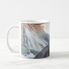 Waterverf Zwart-wit pluizige kat in Natuur Koffiemok