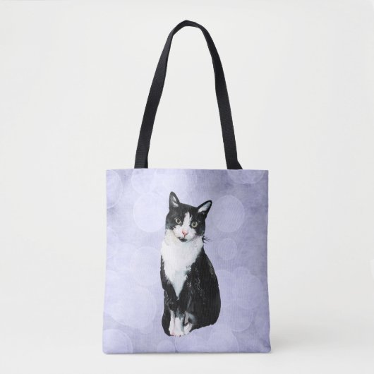 Waterverf zwart-wit Tuxedo Cat Tote Bag (Voorkant)