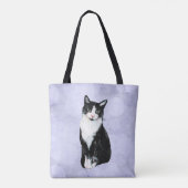Waterverf zwart-wit Tuxedo Cat Tote Bag (Achterkant)