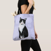 Waterverf zwart-wit Tuxedo Cat Tote Bag (Dichtbij)
