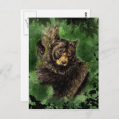 Waterverf Zwarte Beer Knuffels Dierlijke Kunst Briefkaart (Voorkant / Achterkant)