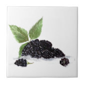 Waterverf zwarte bessen tegeltje (Voorkant)