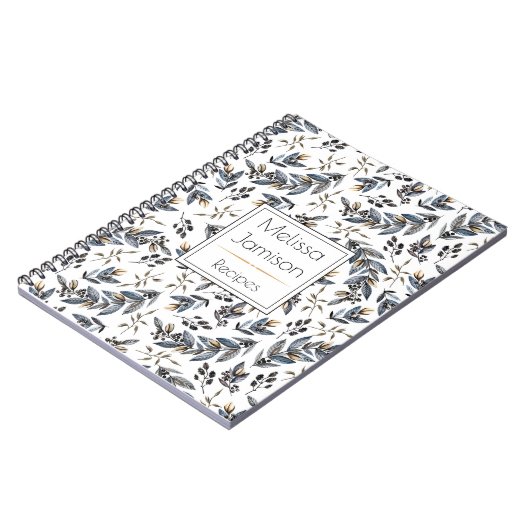 Waterverf zwarte bladzijden monogram recept | notitieboek (Linkerzijde)