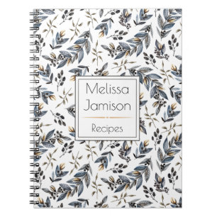 Waterverf zwarte bladzijden monogram recept notitieboek