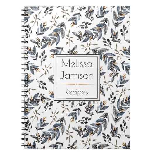 Waterverf zwarte bladzijden monogram recept | notitieboek (Voorkant)