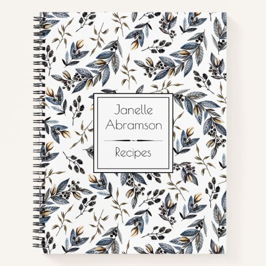 Waterverf zwarte bladzijden monogram recept | notitieboek (Voorkant)