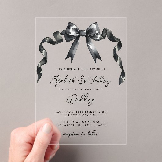 Waterverf zwarte boog coquette moderne chique brui acryl uitnodigingen (Insitu (Draagbaar))