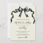 Waterverf zwarte boog coquette moderne chique brui kaart (Voorkant)