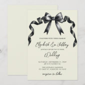 Waterverf zwarte boog coquette moderne chique brui kaart (Voorkant / Achterkant)