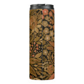 waterverf, zwarte bruine bloem, patroon zwart thermosbeker (Achterkant)