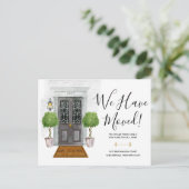 Waterverf Zwarte deur Nieuwe adresaankondiging Briefkaart (Staand voorkant)