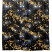 Waterverf zwarte en goudmarmer douchegordijn (Voorkant)