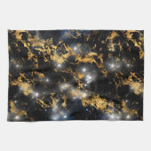 Waterverf zwarte en goudmarmer theedoek (Horizontaal)
