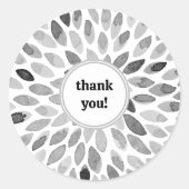 Waterverf zwarte en witte borstelslagen dank u ronde sticker (Voorkant)