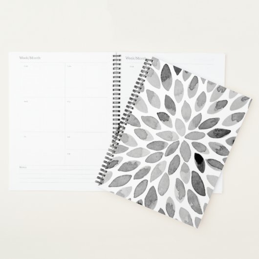 Waterverf zwarte en witte borstelslagen planner (Display)