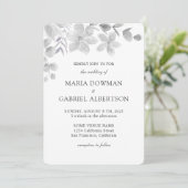 Waterverf zwarte en witte flora bruiloft  kaart (Staand voorkant)