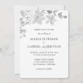 Waterverf zwarte en witte flora bruiloft  kaart (Voorkant)