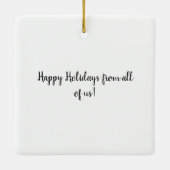 Waterverf zwarte en witte kat en poinsettia keramisch ornament (Achterkant)