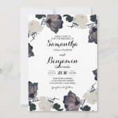 Waterverf zwarte en witte rozen kaart (Voorkant)