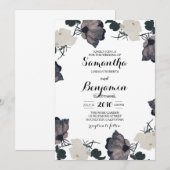 Waterverf zwarte en witte rozen kaart (Voorkant / Achterkant)