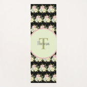 Waterverf Zwarte Floral Monogram Naam Yogamat (Voorkant)