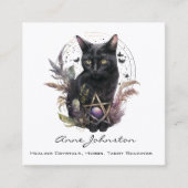 Waterverf zwarte kat en pentagram vierkante visitekaartje (Voorkant)