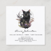 Waterverf zwarte kat en pentagram vierkante visitekaartje (Achterkant)