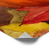 Waterverf zwarte kat in Pumpkin Herfst Forest Hall Poster (Hoek)