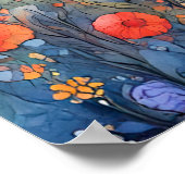 Waterverf zwarte kat in Sunset Hills Poster (Hoek)