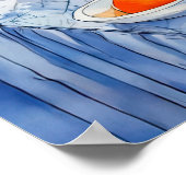 Waterverf zwarte kat met theetafel poster (Hoek)