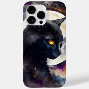 WATERVERF ZWARTE KAT MET VOLLEDIGE MOON Case-Mate iPhone 14 PRO MAX HOESJE