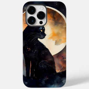 WATERVERF ZWARTE KAT MET VOLLEDIGE MOON Case-Mate iPhone 14 PRO MAX HOESJE